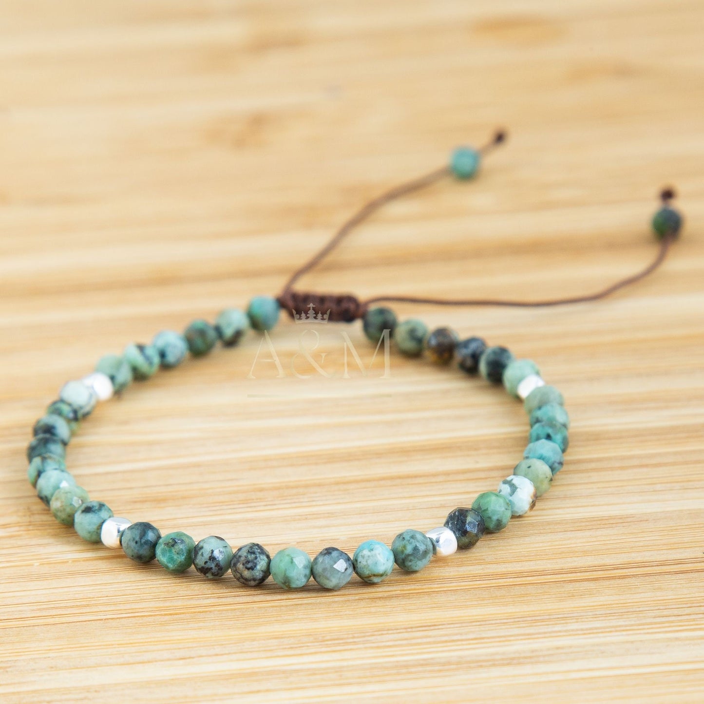 African Turquoise Dainty Bracelet - 4mm Deep Green Gemstone Beads, Minimalist Jewelry, Natural Armband, Handmade Turquoise Gift for Women -