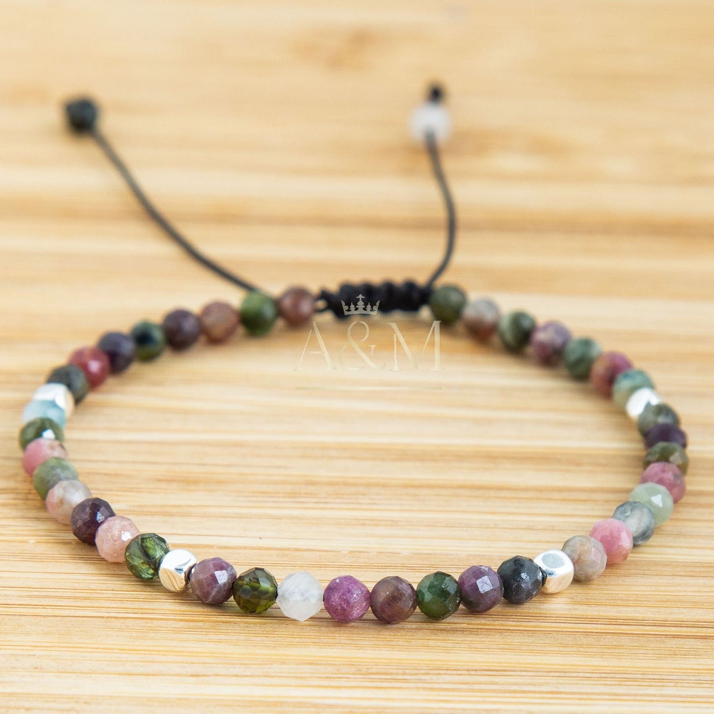 Delicate Tourmaline Bracelet - Minimalist Gemstone Jewellery, Adjustable Wristband, Dainty Beaded Design, Women’s Birthday Gift - UK"