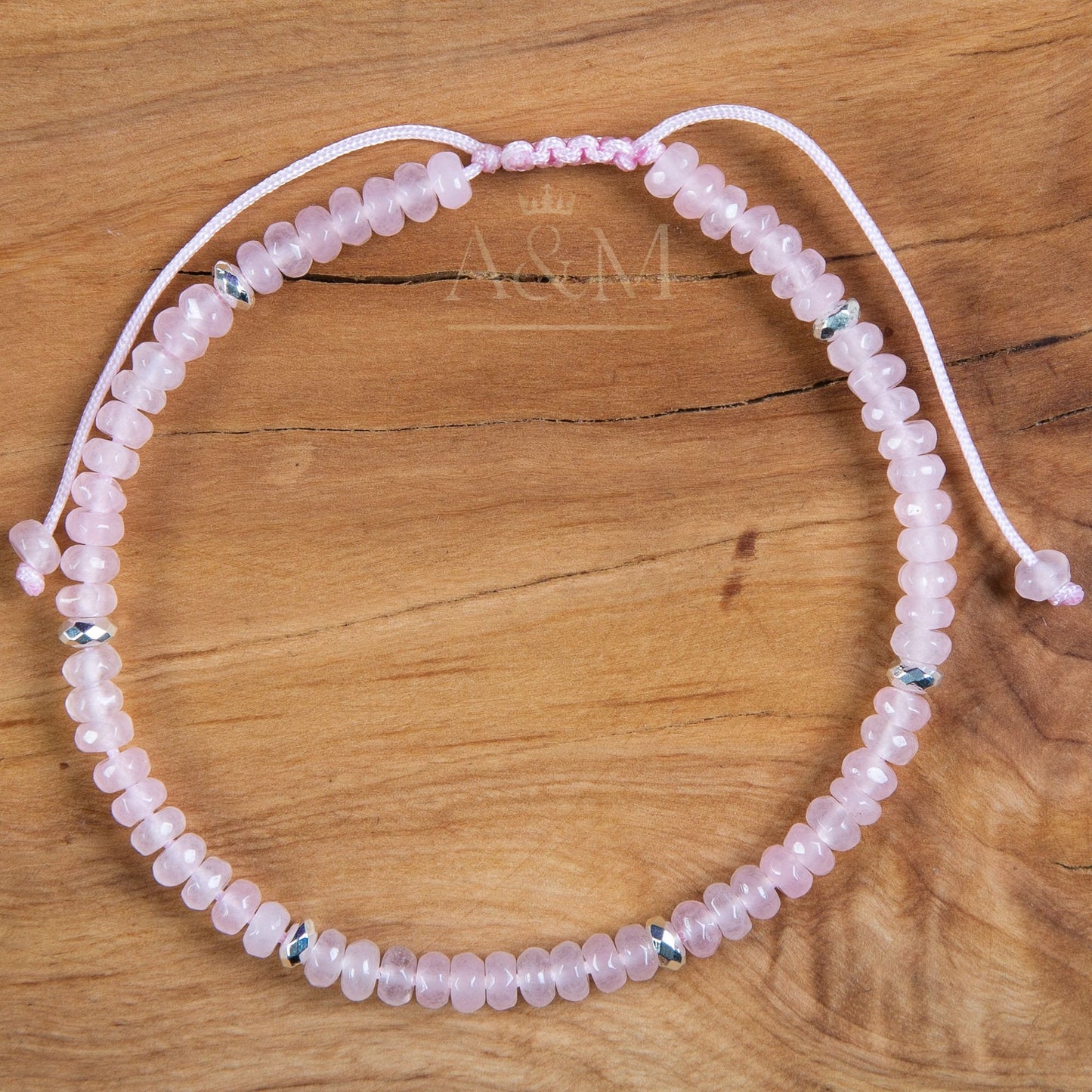 Minimalist Rose Quartz Beaded Bracelet | Pink Delicate Healing Crystal Jewellery | Dainty Gemstone Bracelet for Love, Balance & Energy