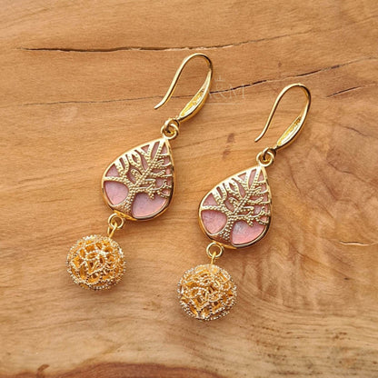 Rhodonite Drop Earrings Luxury Earrings Natural Stone Jewellery Bride Wedding Earrings Gold Earrings Girls Gift Dangle UK