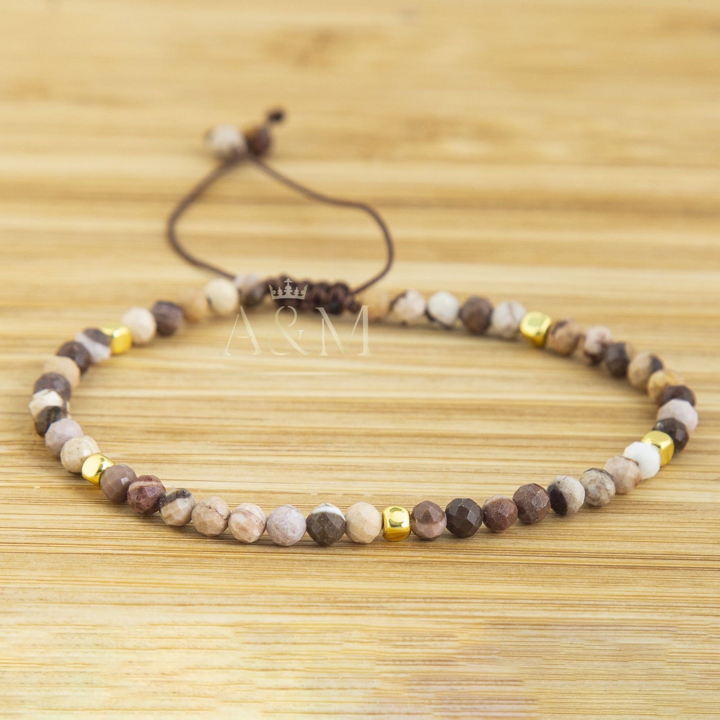 Australian Zebra Jasper Bracelet - Adjustable Minimalist Jewelry for Women, Unique Beaded Gemstone Bracelet, Dainty Tibetan Jasper Gift