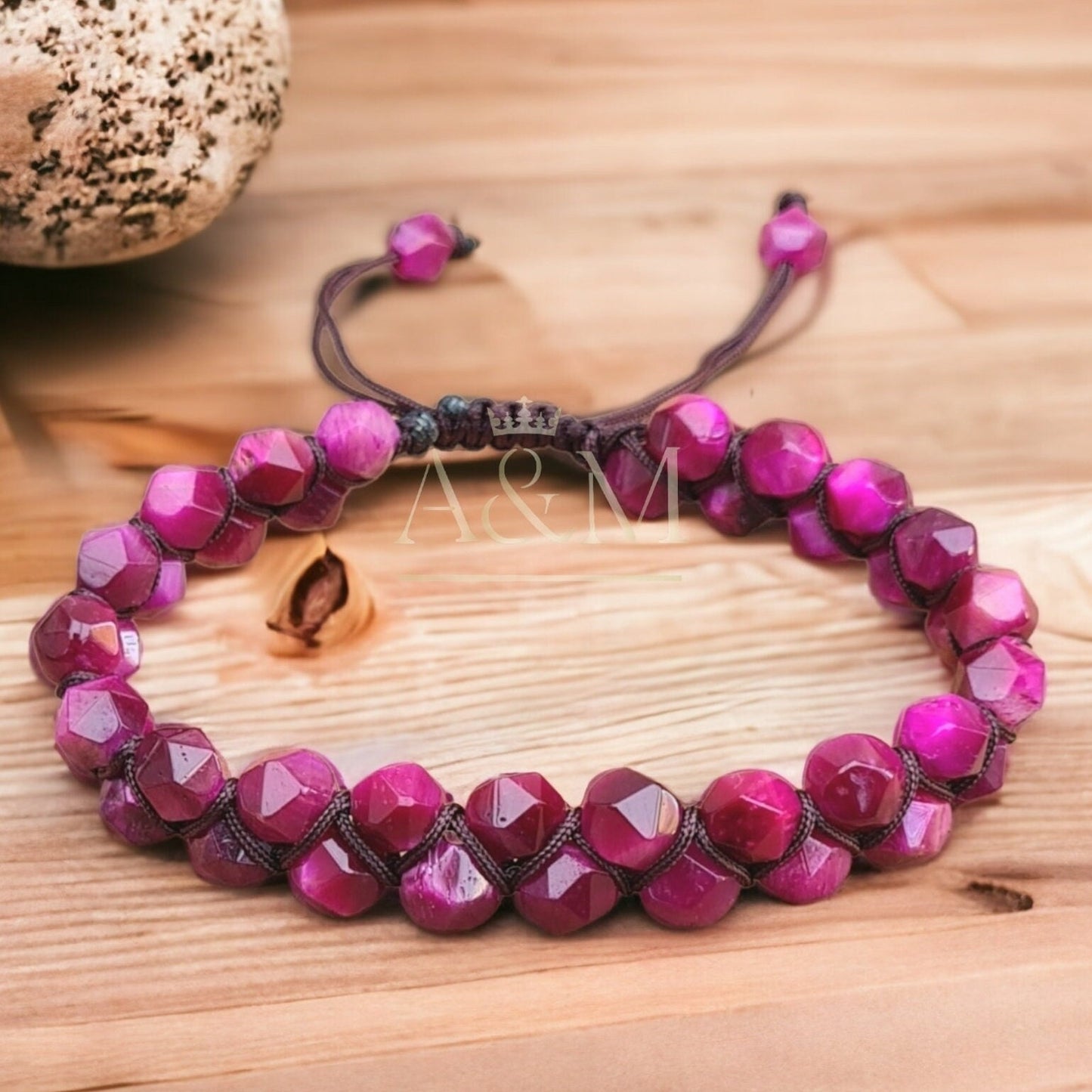 Rose Pink Tiger Eye Beaded Bracelet | Bohemian Healing Jewelry | Student Talisman | Handmade Bracelet | Handmade in the UK | Christmas Gift