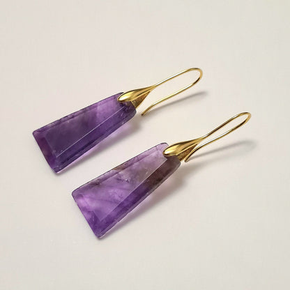 Amethyst Earrings, Gold plated Silver plated, Grey Christmas earrings, Engagement /jewellery Birtyday Gift, Gemstone Jewellery, Healing