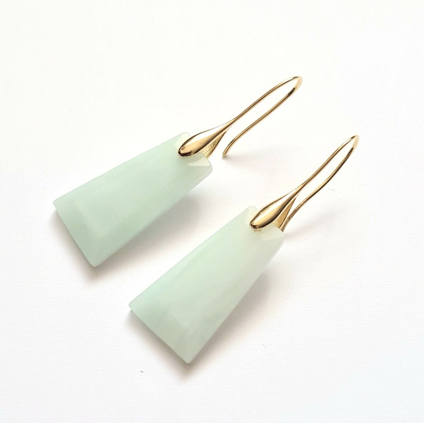 Amazonite Trapezoid Geometric Earrings – Boho Chic, Unique Gift for Her, Birthday & Christmas Jewellery, Handmade Engagement Party Earrings