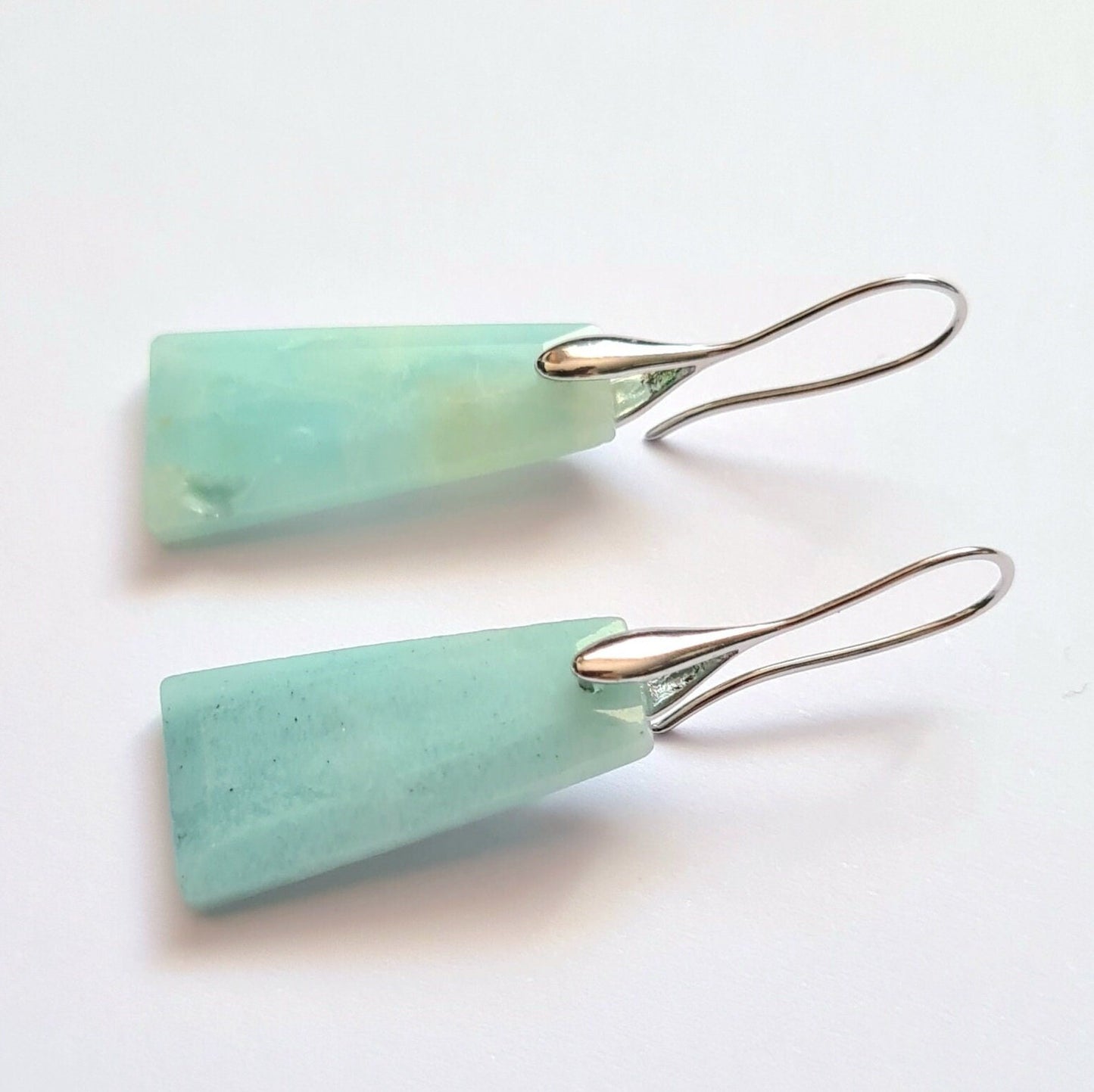 Amazonite Trapezoid Geometric Earrings – Boho Chic, Unique Gift for Her, Birthday & Christmas Jewellery, Handmade Engagement Party Earrings