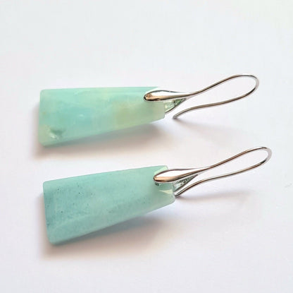 Amazonite Trapezoid Geometric Earrings – Boho Chic, Unique Gift for Her, Birthday & Christmas Jewellery, Handmade Engagement Party Earrings