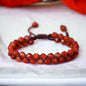 Red Agate beaded Bracelet Braided Jewellery - Red Beaded Women Cuff 6mm Agate beads - Classy Bracelet - Bohemian Bangle, Flower Child,