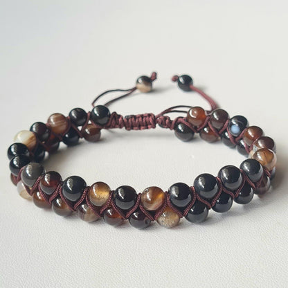 Agate beaded Bracelet - Coffee Braided Jewellery - Brown Beaded Women Bracelet - 6mm Agate beads - Classy Fashionable Bracelet - Boho Gift