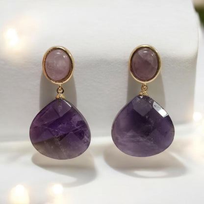 Amethyst Party Earrings Purple Stone earrings Amethyst Drop Earrings Boho Dangle Earrings Christmas Party Jewellery Anniversary Gift for Her