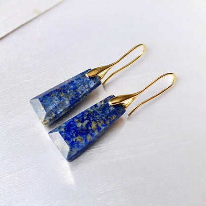 Lapis Lazuli Earrings, Gold plated Silver plated, Navy Blue earrings, Engagement /jewellery Birtyday Gift, Gemstone Jewellery, Healing Gem