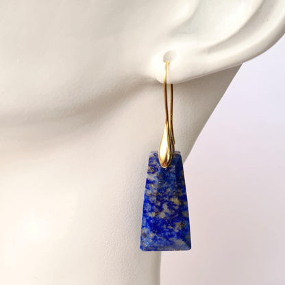 Lapis Lazuli Earrings, Gold plated Silver plated, Navy Blue earrings, Engagement /jewellery Birtyday Gift, Gemstone Jewellery, Healing Gem