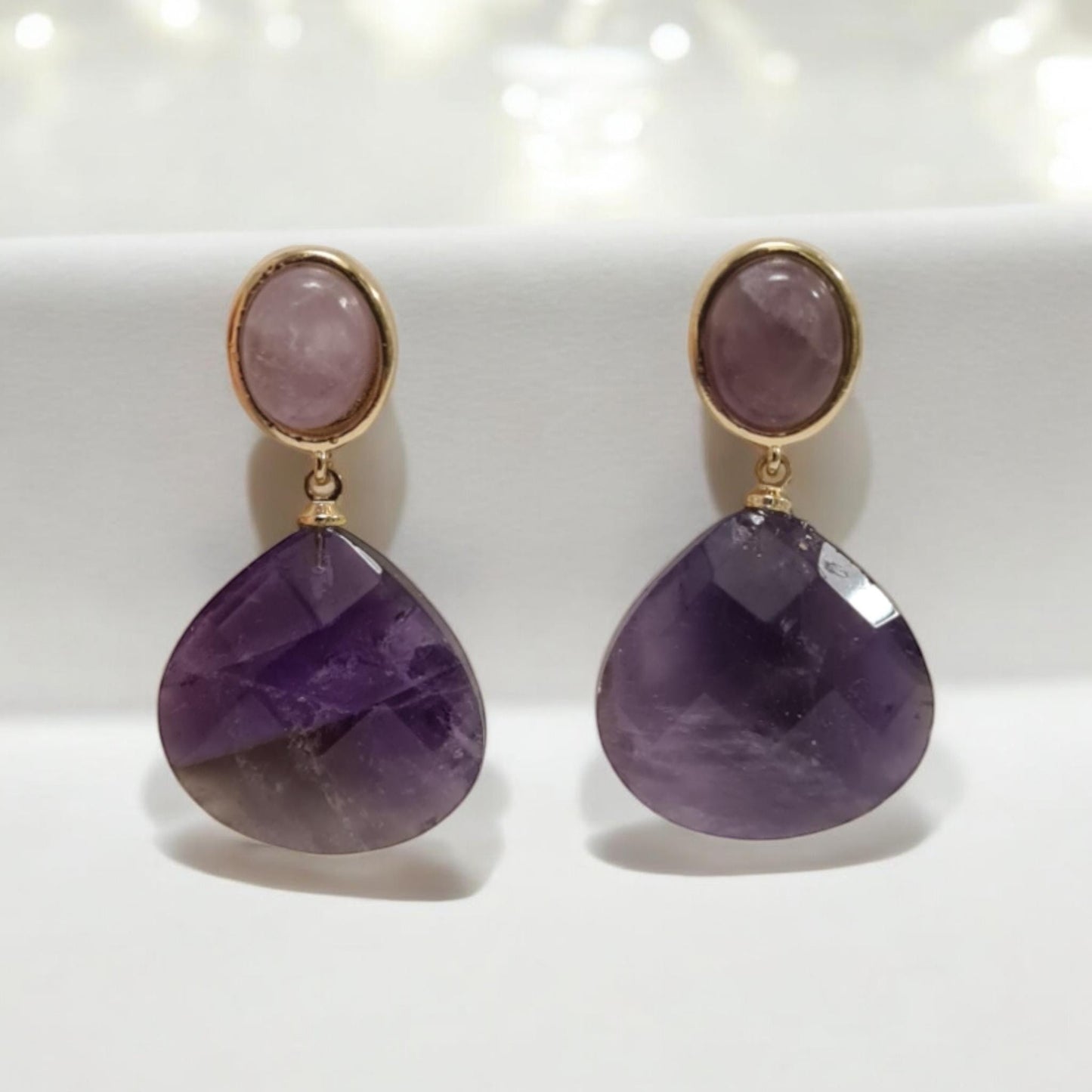 Amethyst Party Earrings Purple Stone earrings Amethyst Drop Earrings Boho Dangle Earrings Christmas Party Jewellery Anniversary Gift for Her