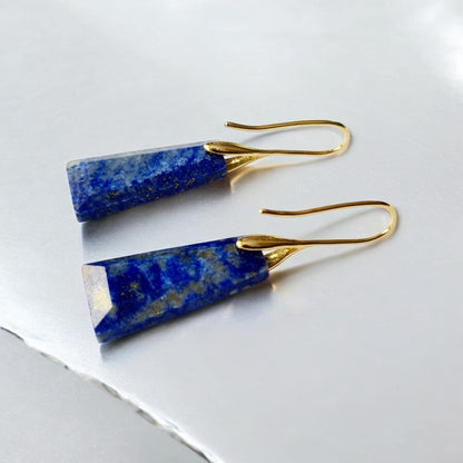 Lapis Lazuli Earrings, Gold plated Silver plated, Navy Blue earrings, Engagement /jewellery Birtyday Gift, Gemstone Jewellery, Healing Gem